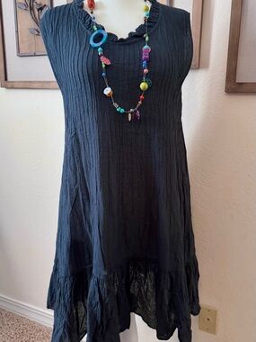 Sundance NWT Med Dark Blue Sleeveless Textured Maxi Dress